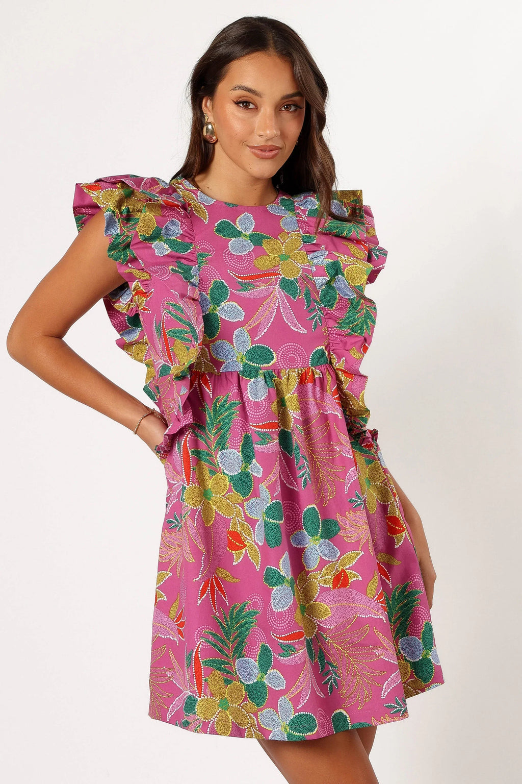 Mini-robe Odin à volants - Violet nacré