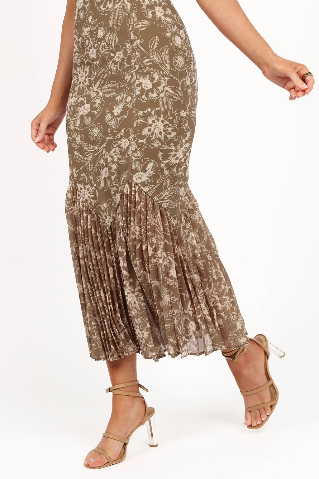 Robe midi Ashton – imprimé fleuri olive