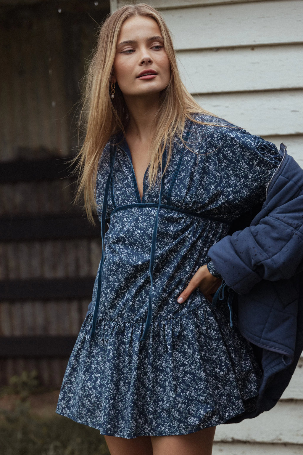 Robe Courte Brooklyn - Imprimé Floral Bleu