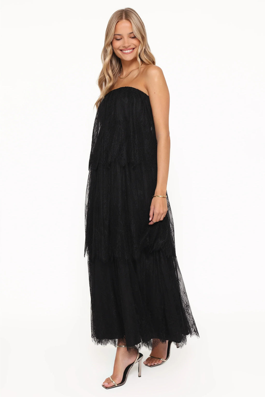 Bloom Strapless Maxi Dress - Black Lace