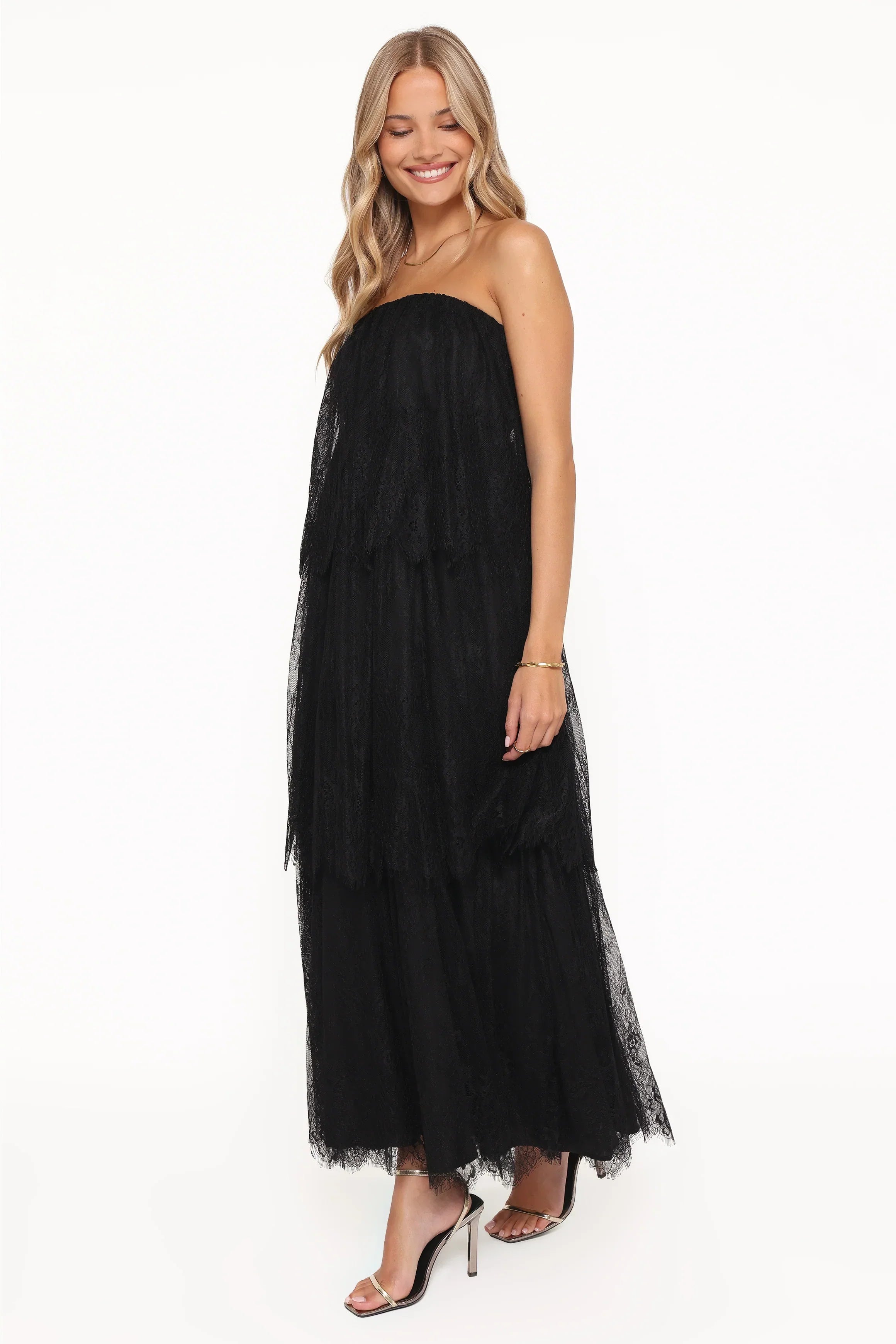 Bloom Strapless Maxi Dress - Black Lace