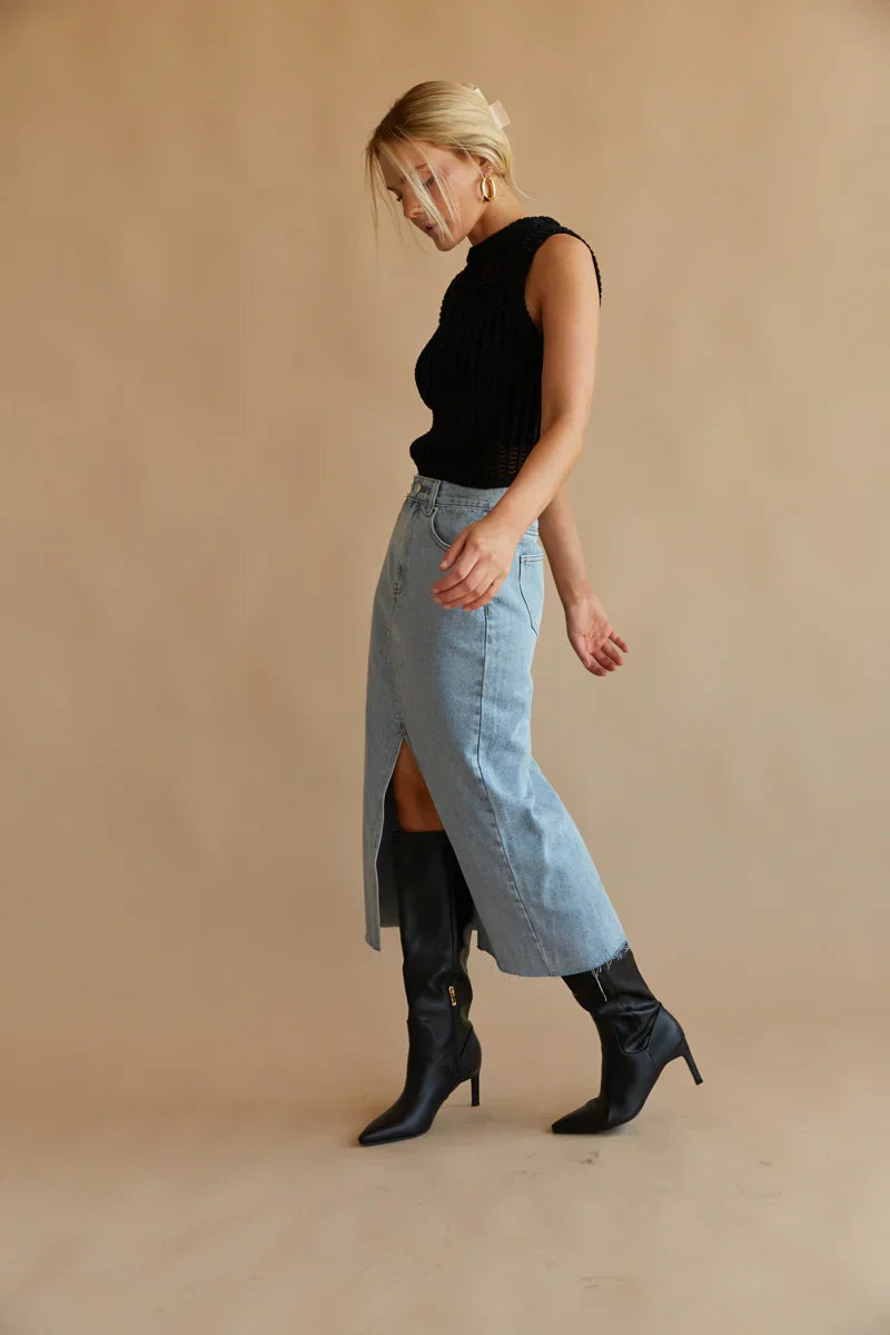 Jupe-midi en jean Hayden