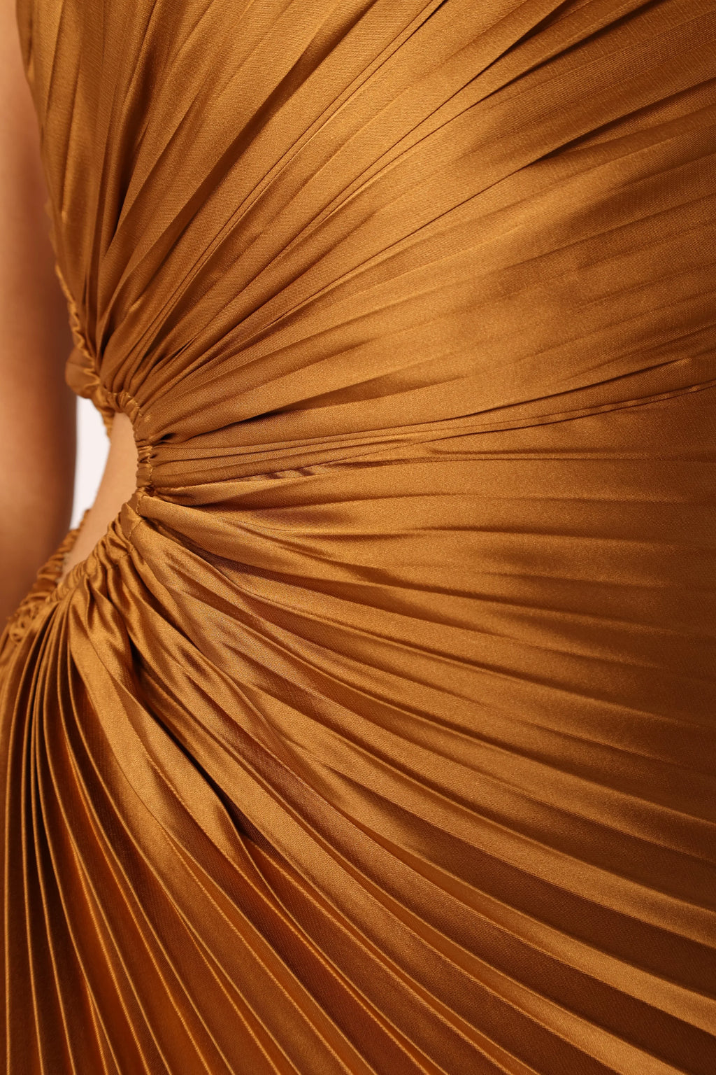Robe longue Kleo à une épaule - Ocre doré