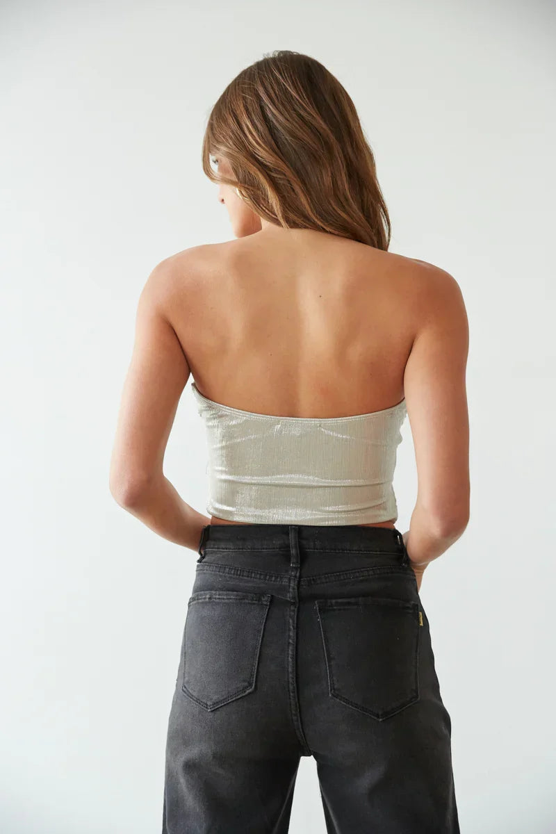 Haut bandeau torsadé double Bianca métallisé
