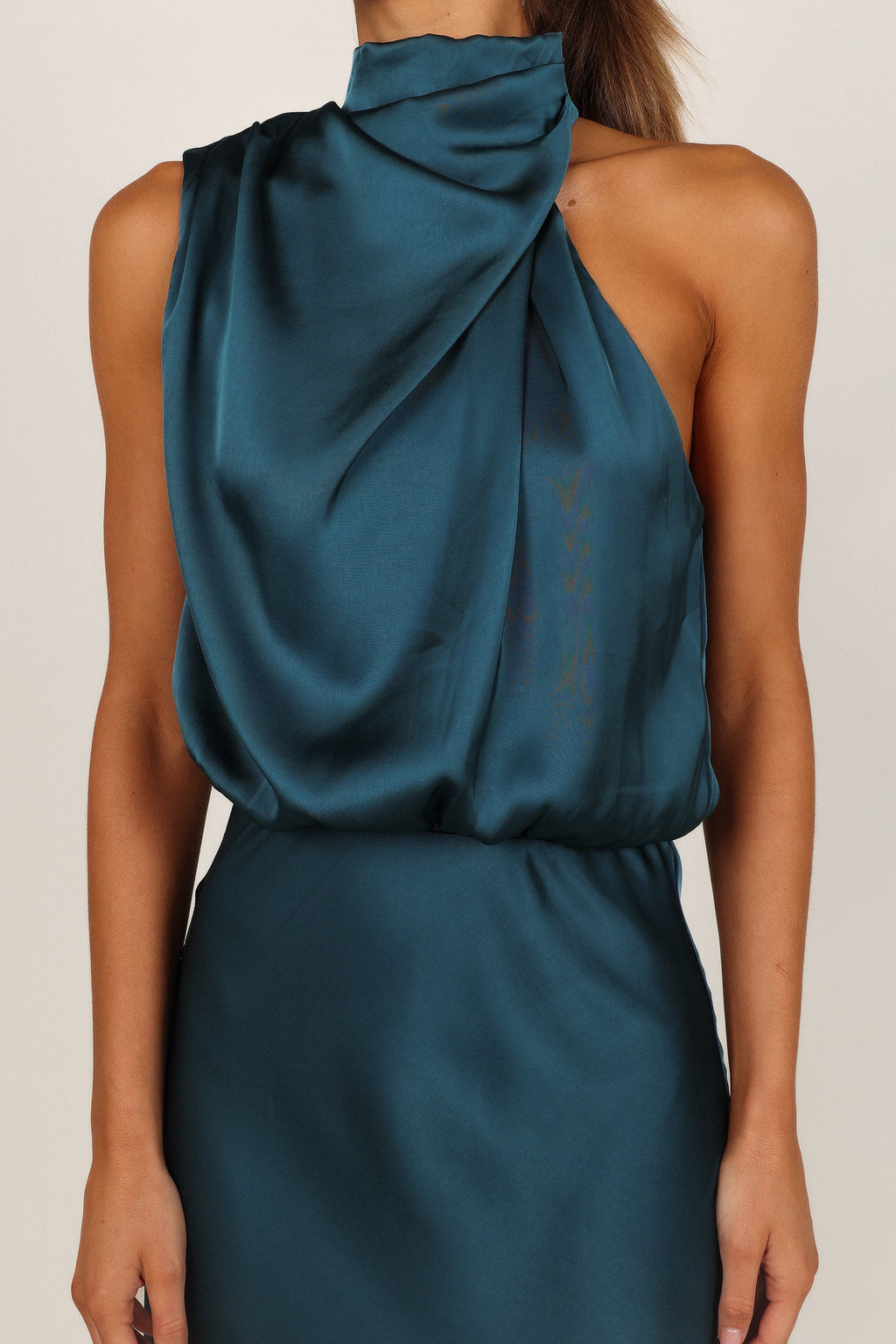 Robe midi Anabelle à encolure américaine - Bleu sarcelle