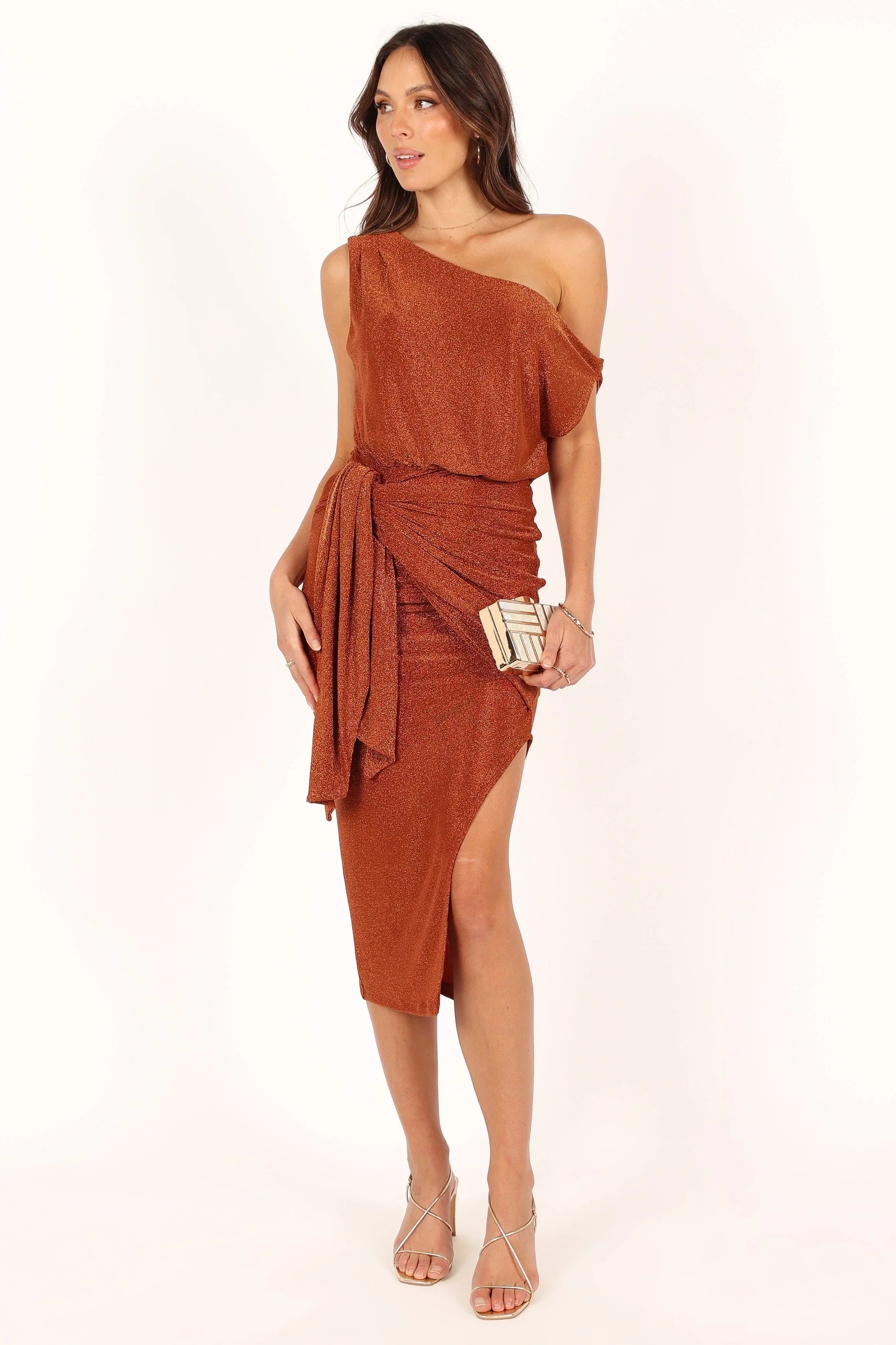 Robe midi Santiago à épaules dénudées - Bronze