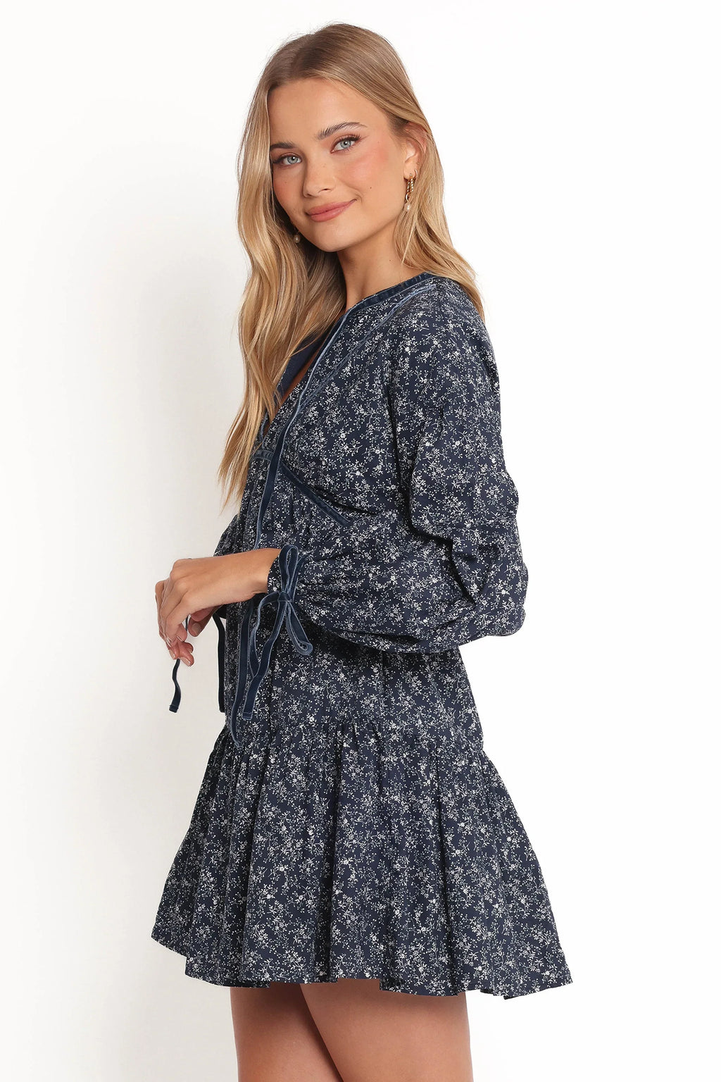 Robe Courte Brooklyn - Imprimé Floral Bleu