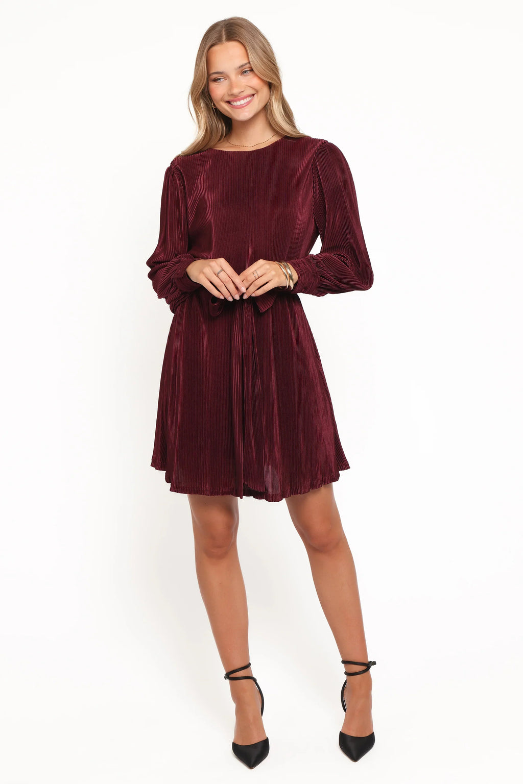 Robe plissée courte Joy - Bourgogne