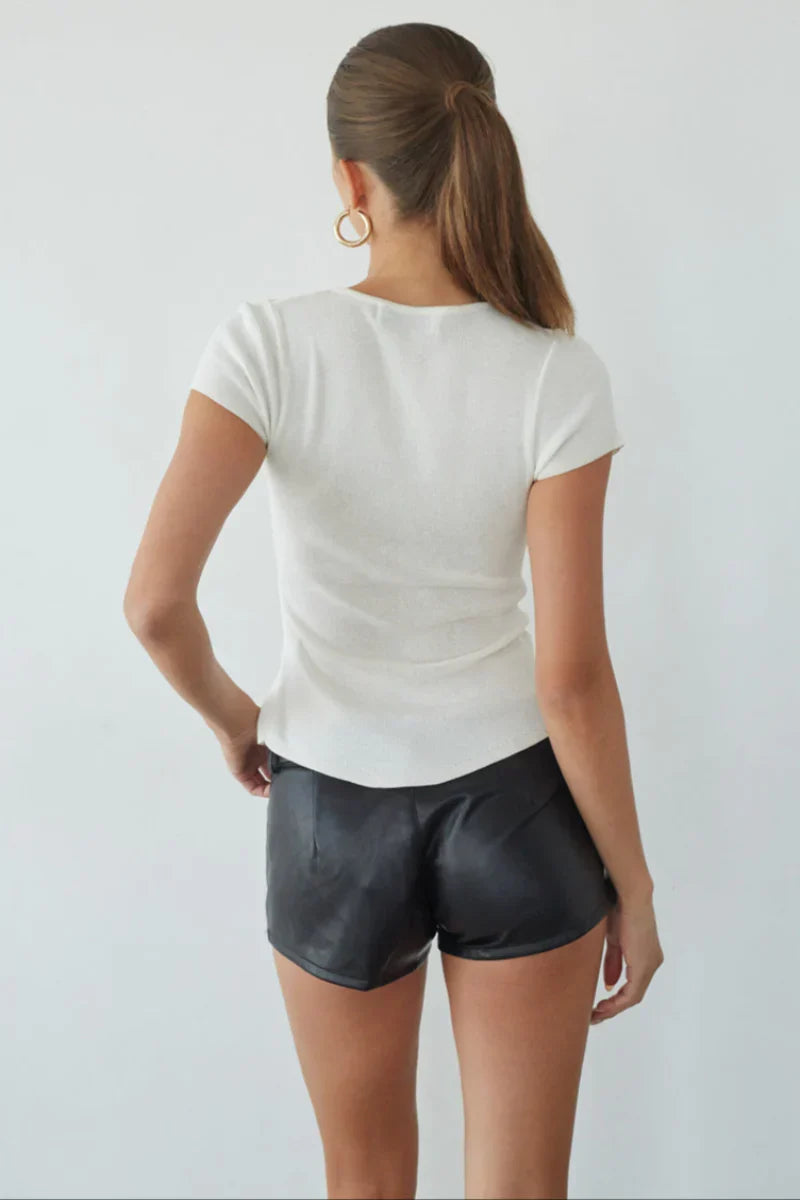 Shorts ceinturés en cuir Arley