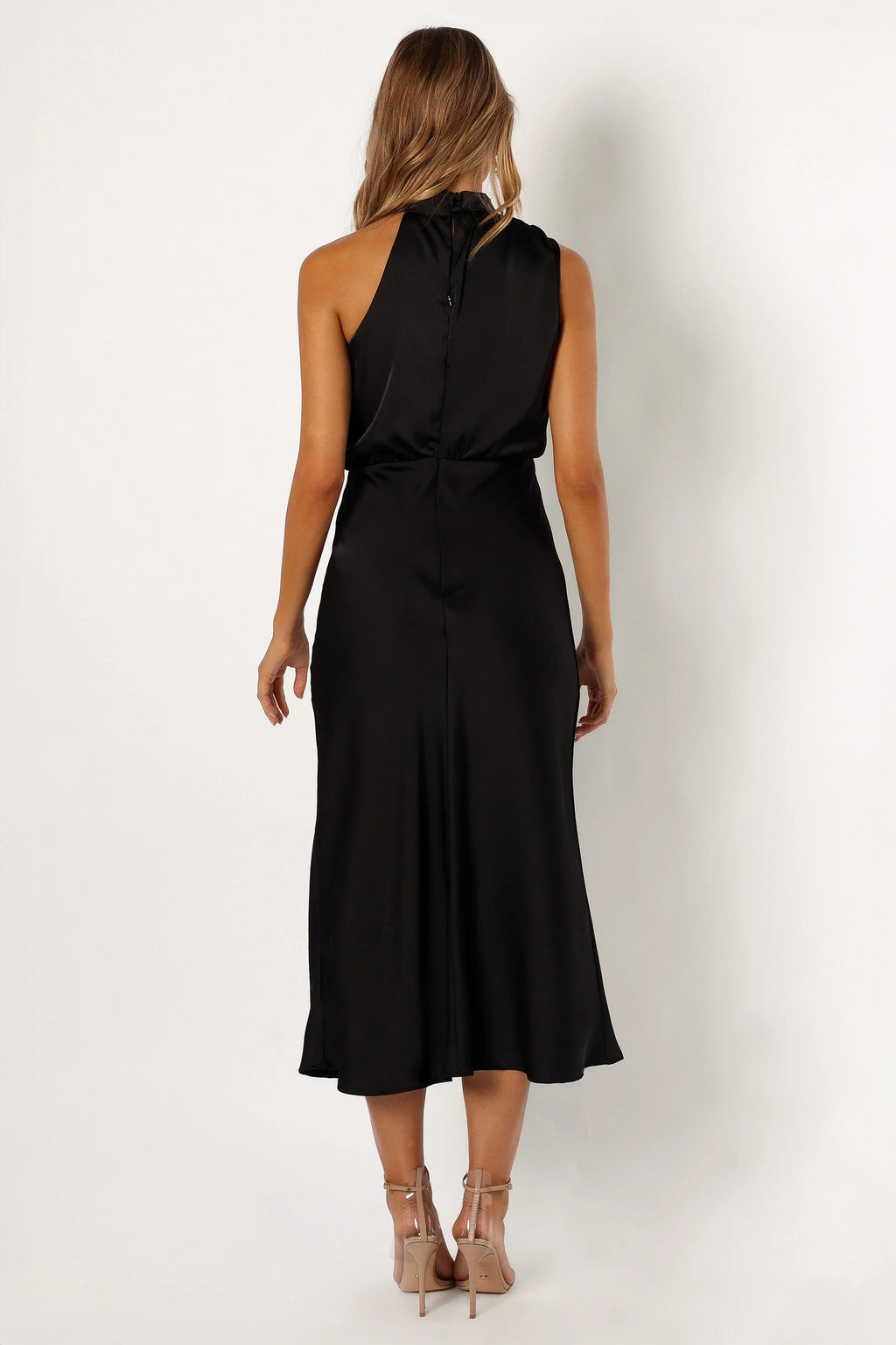 Robe midi Anabelle à col montant - Noir