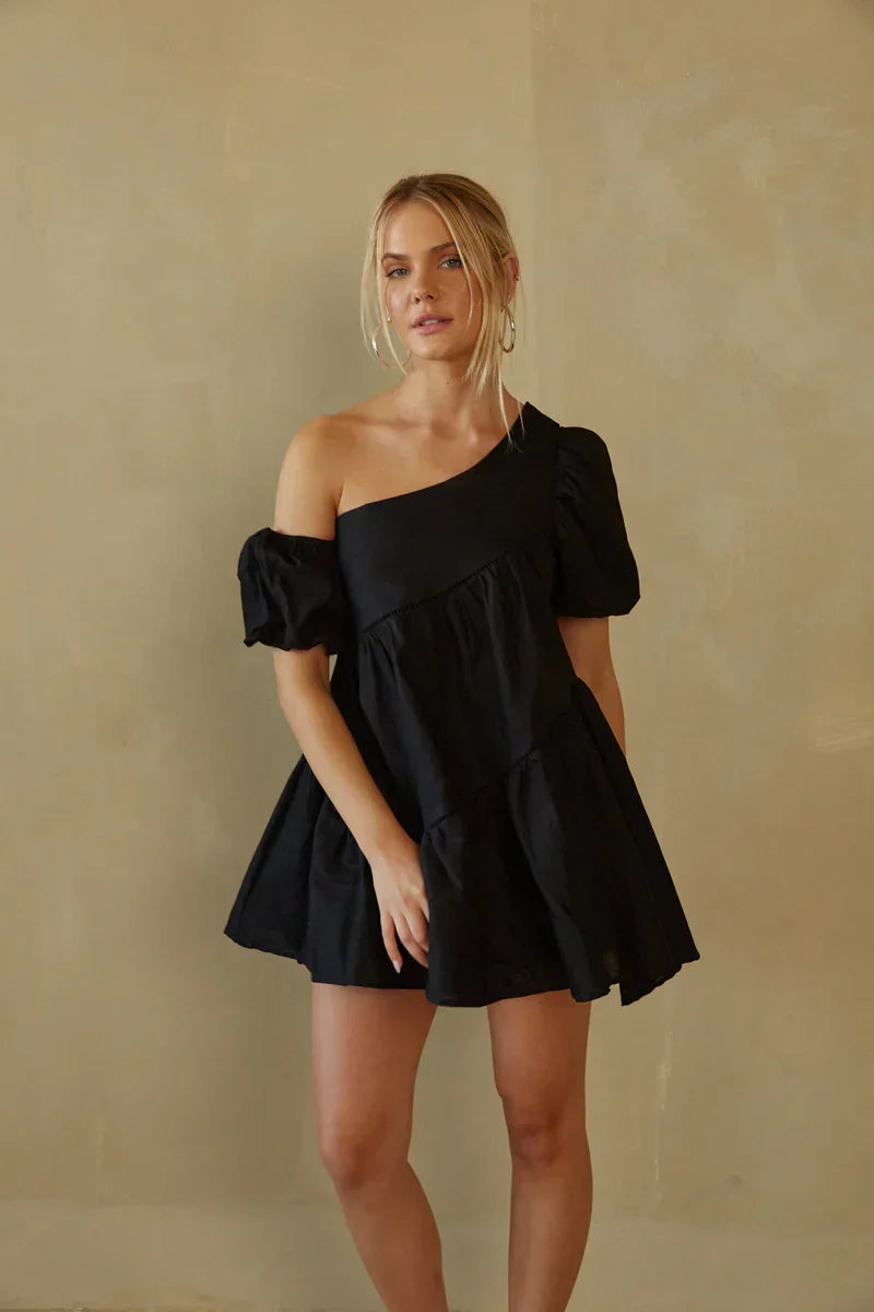 Mini-robe babydoll Francesca à manches bouffantes