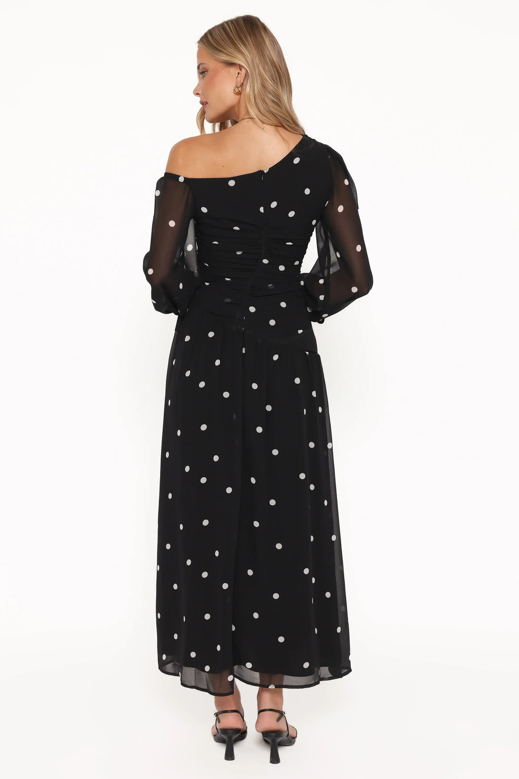 Robe longue Levine - Pois noirs