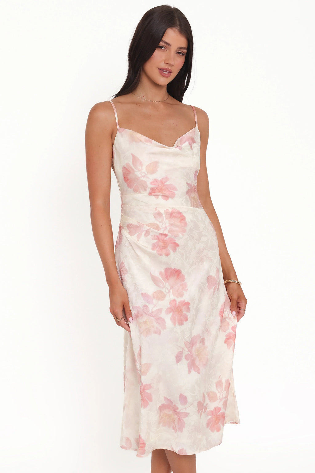 Robe midi Sandrine - Imprimé floral rose