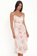 Robe midi Sandrine - Imprimé floral rose
