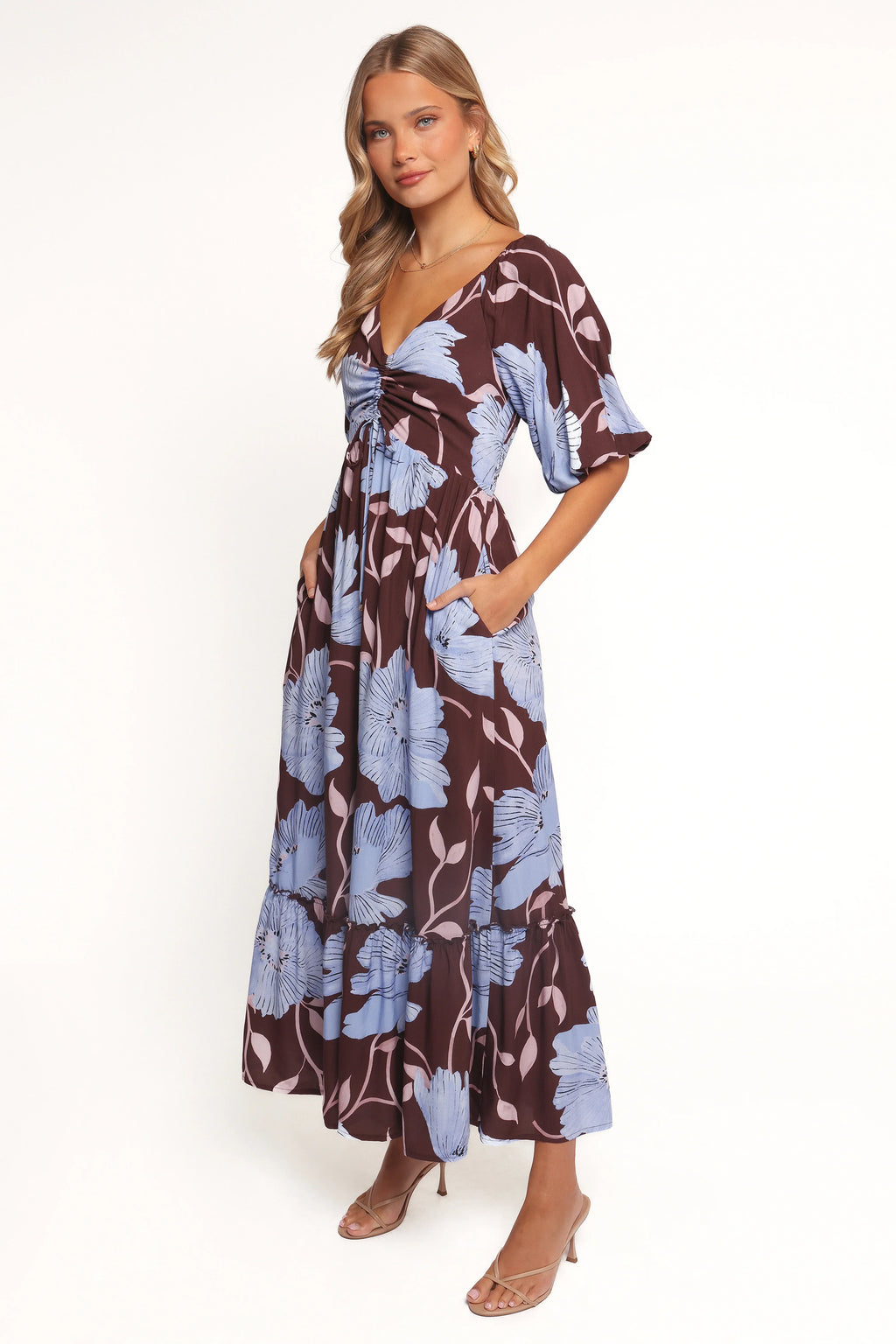 Robe longue Annabella - Coquelicots bleus