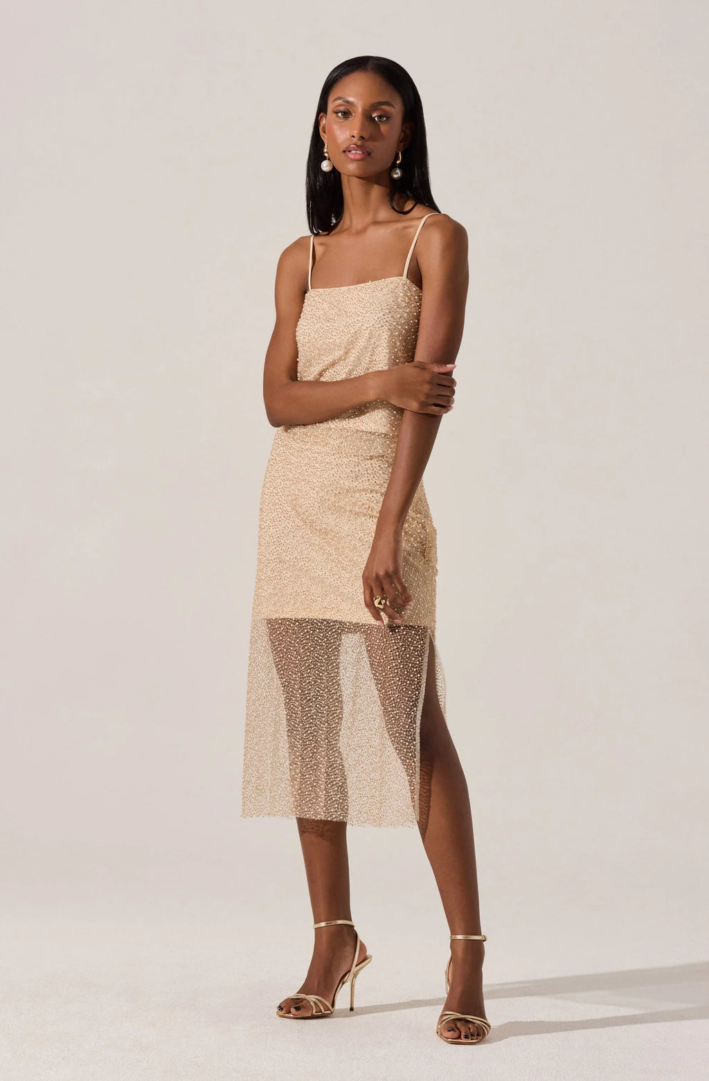 Messina Pearl Embellished Midi Skirt