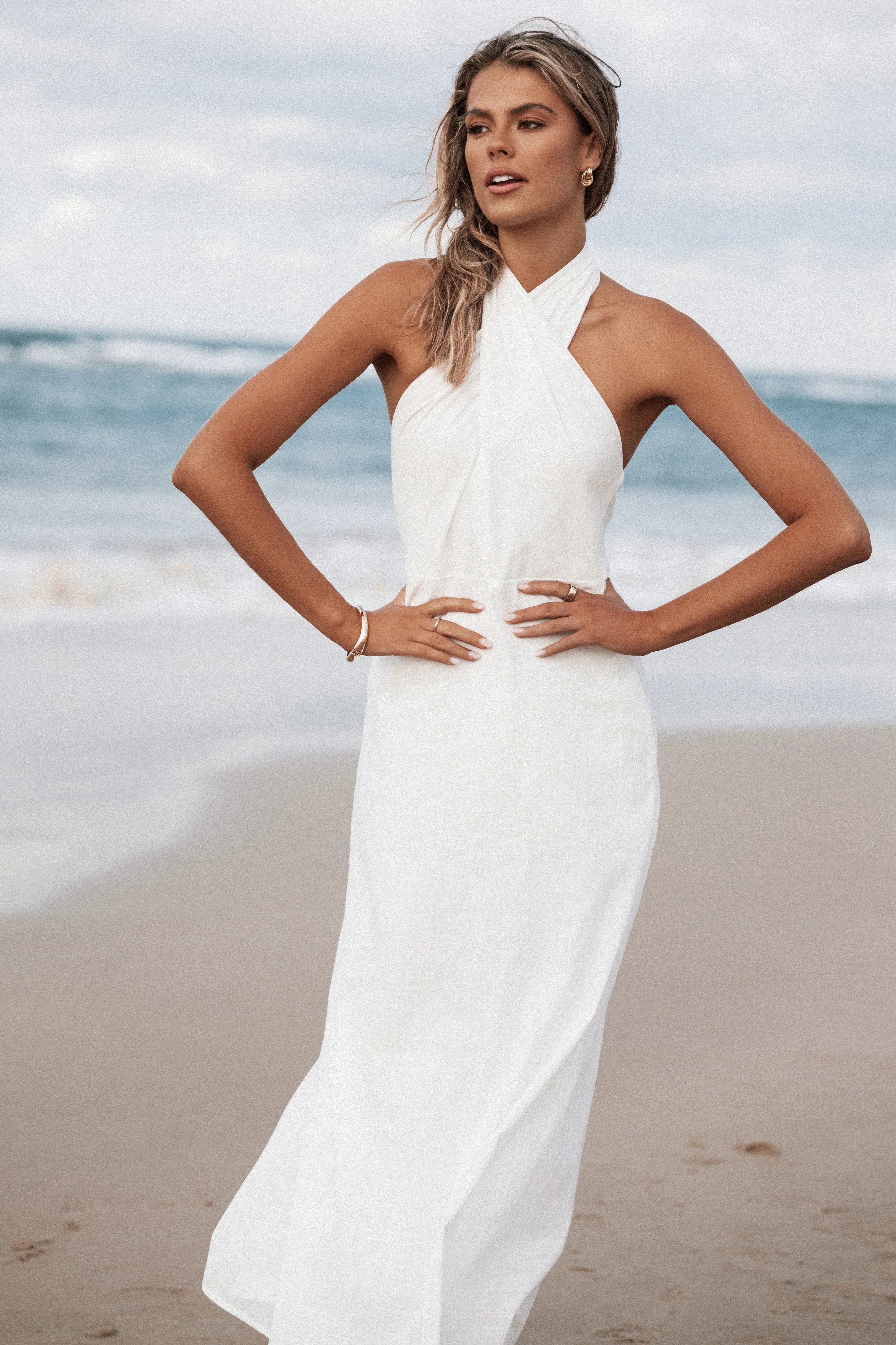 Robe longue Betsy dos nu – Blanc