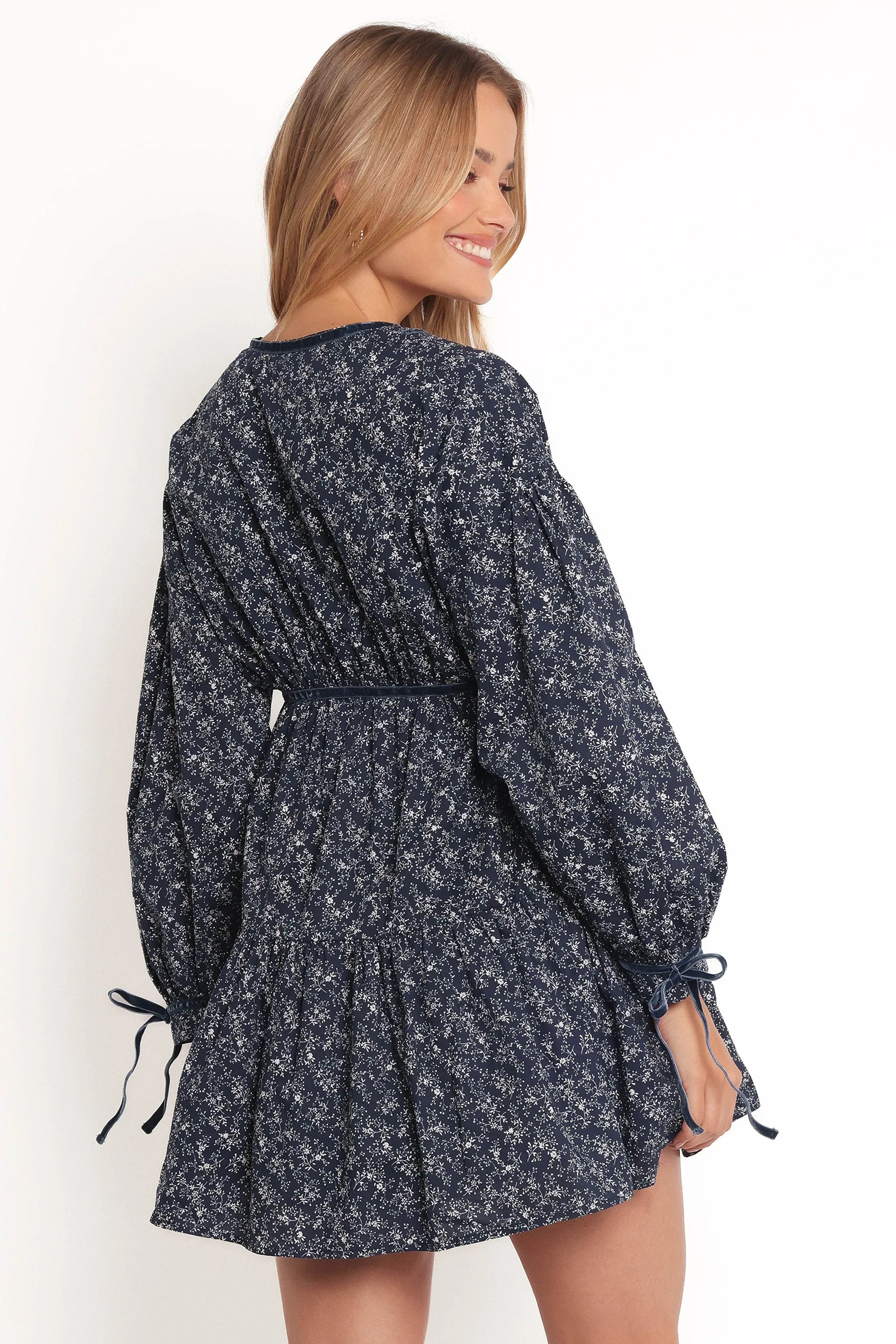 Robe Courte Brooklyn - Imprimé Floral Bleu