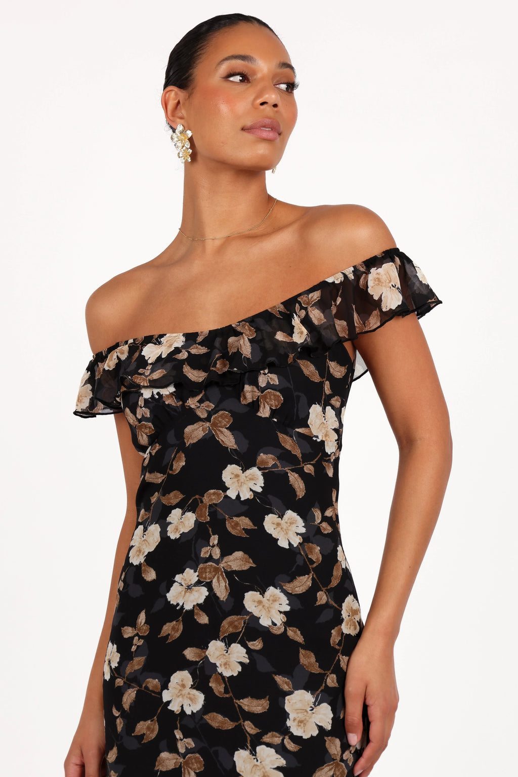Robe longue Irelynn - Imprimé floral noir