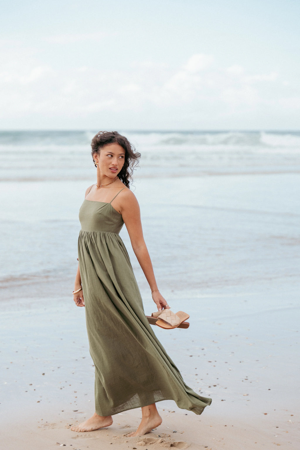 Robe longue Odessa - Vert palmier