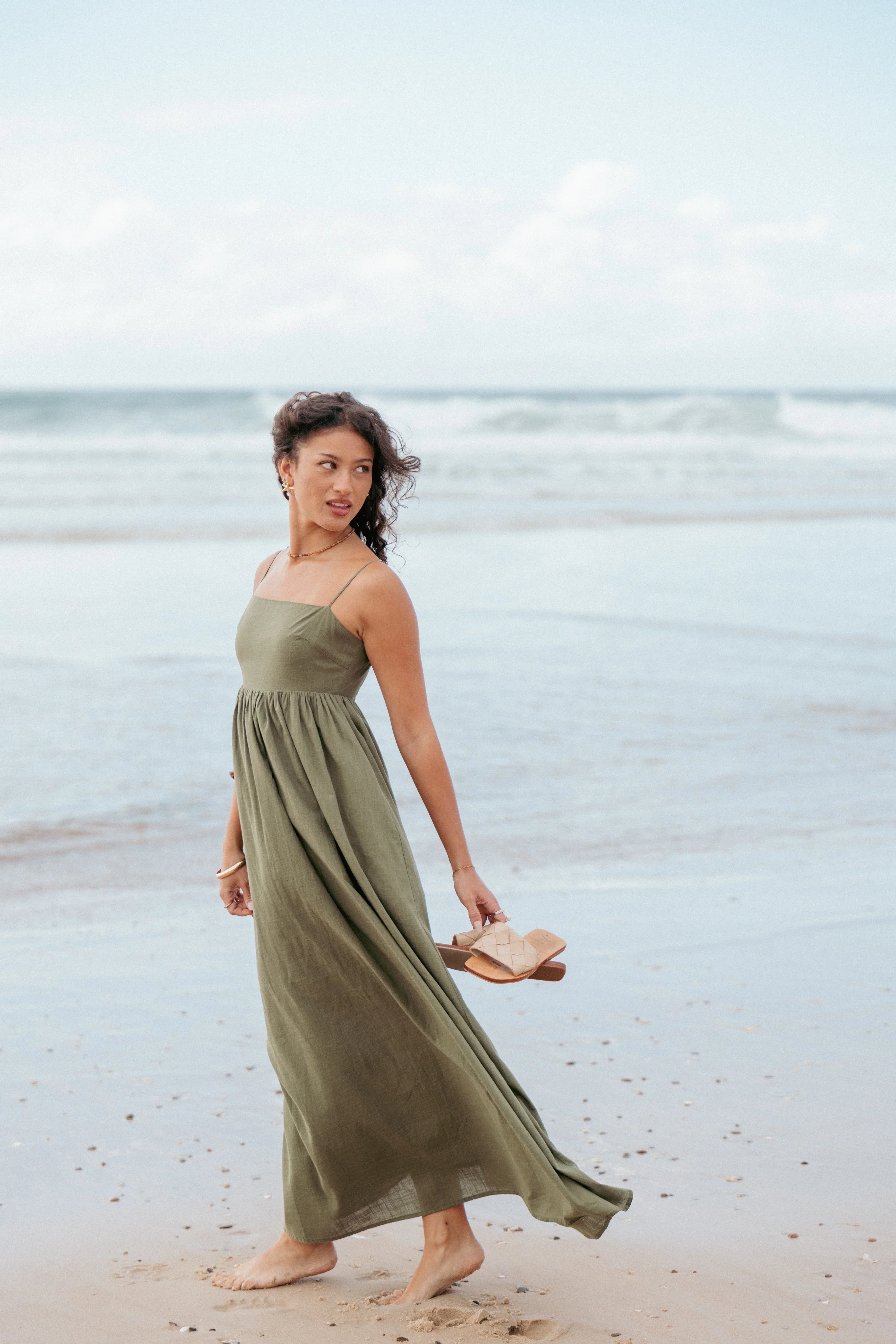 Robe longue Odessa - Vert palmier