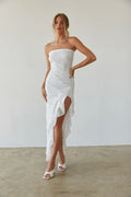 Robe longue volantée en dentelle Vivienne