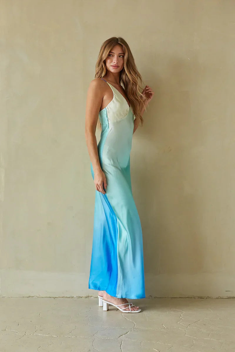Robe longue en satin Moana Sunset