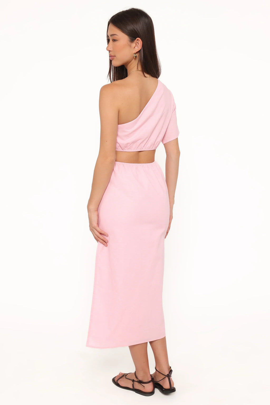 Samira One Shoulder Midi Dress - Pink