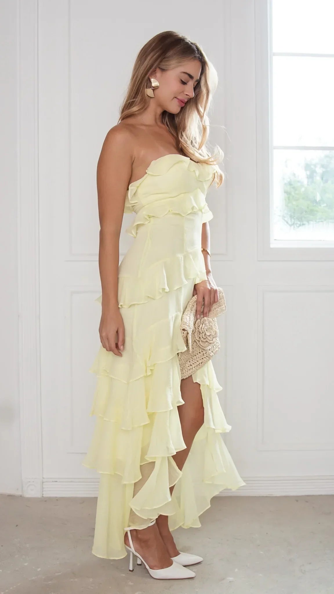 Robe longue bustier à volants Lunette