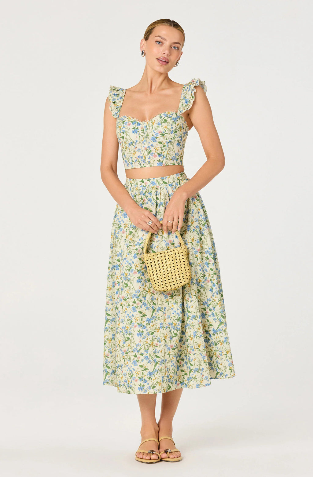 Wylda Floral Gathered A-Line Midi Skirt