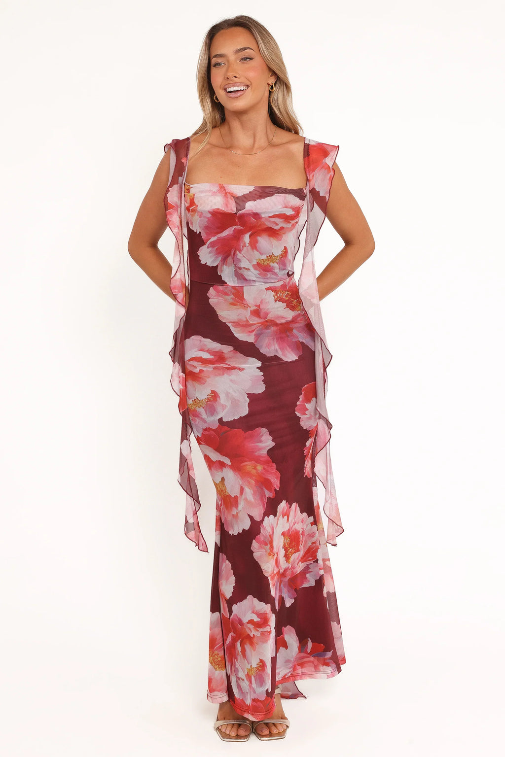 Robe longue Chiara – Pivoine bordeaux