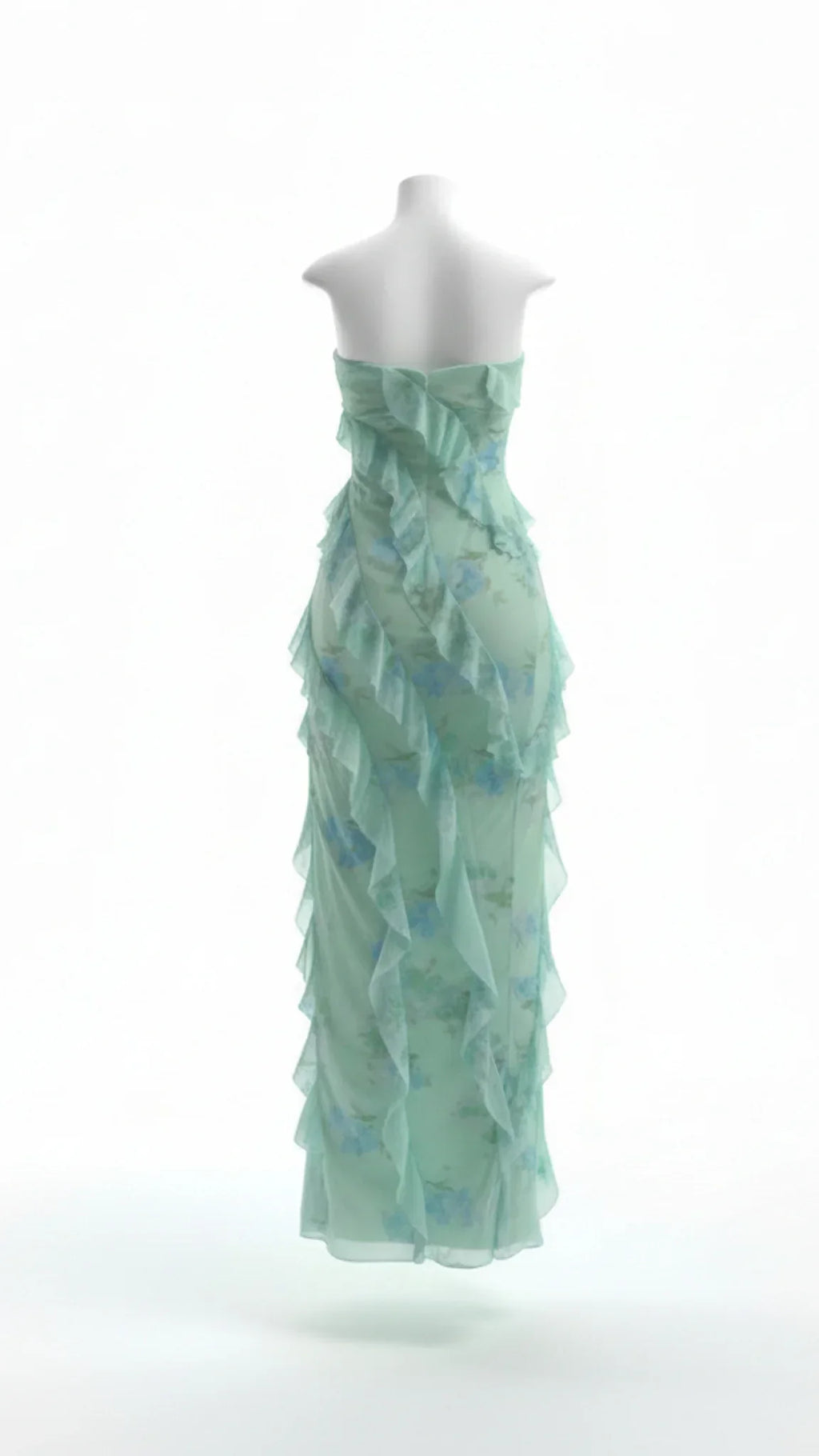 Elara Strapless Ruffle Maxi Dress