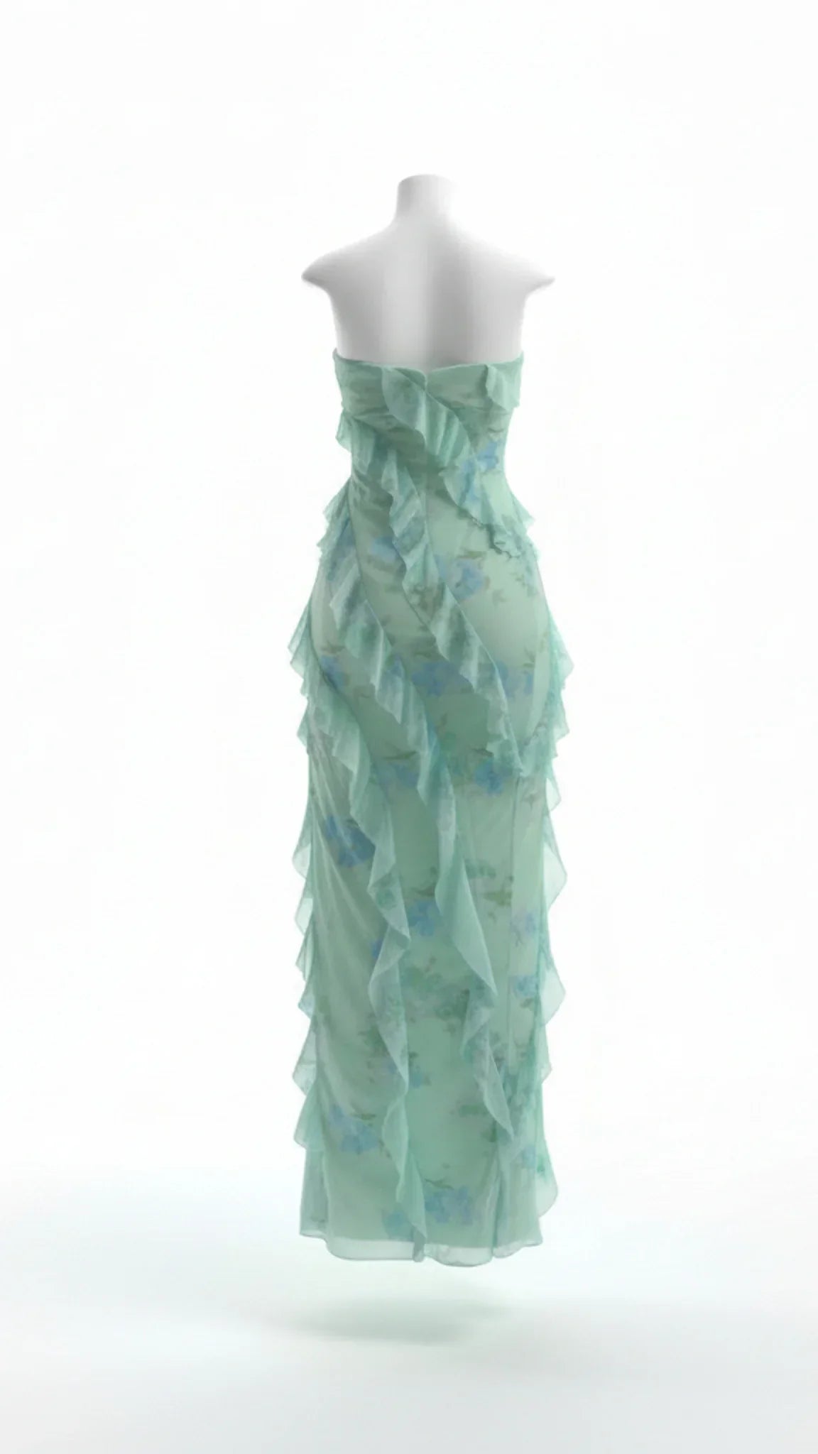 Elara Strapless Ruffle Maxi Dress