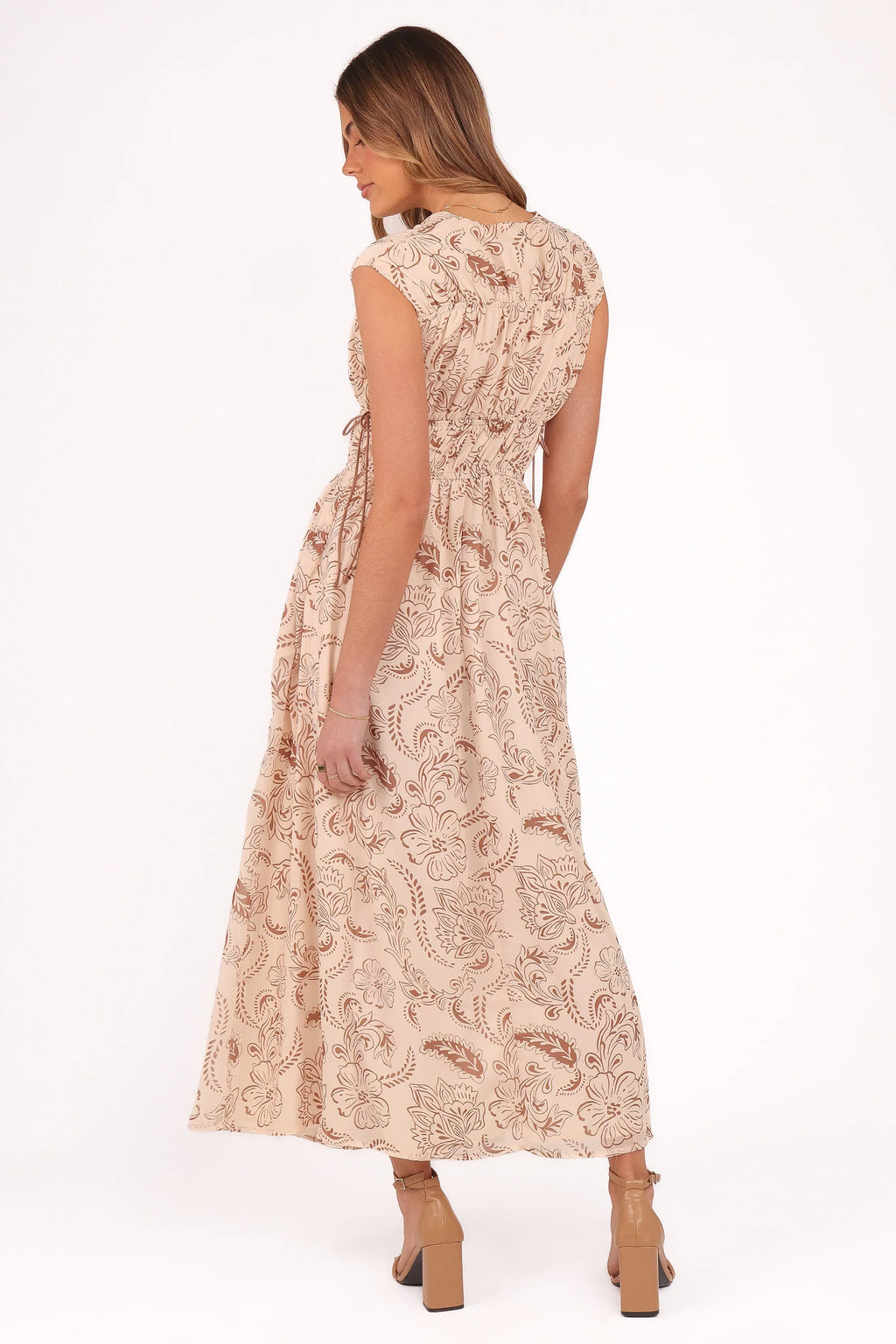 Robe midi Safira - Motif cachemire marron