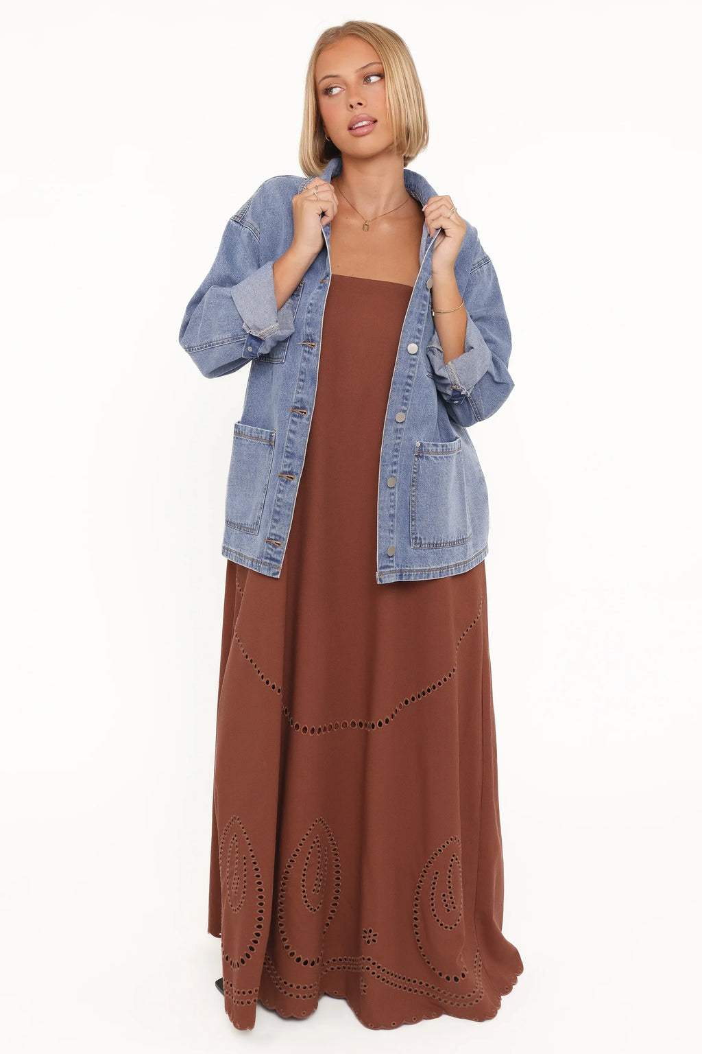 Como Strapless Maxi Dress - Brown