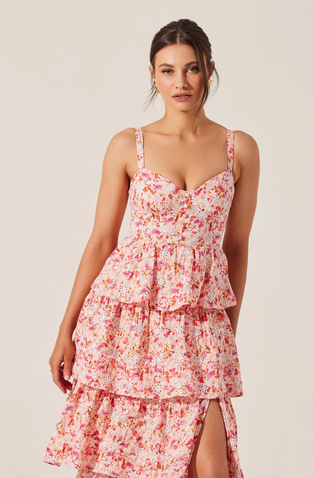 Robe longue étagée fleurie à œillets Midsummer