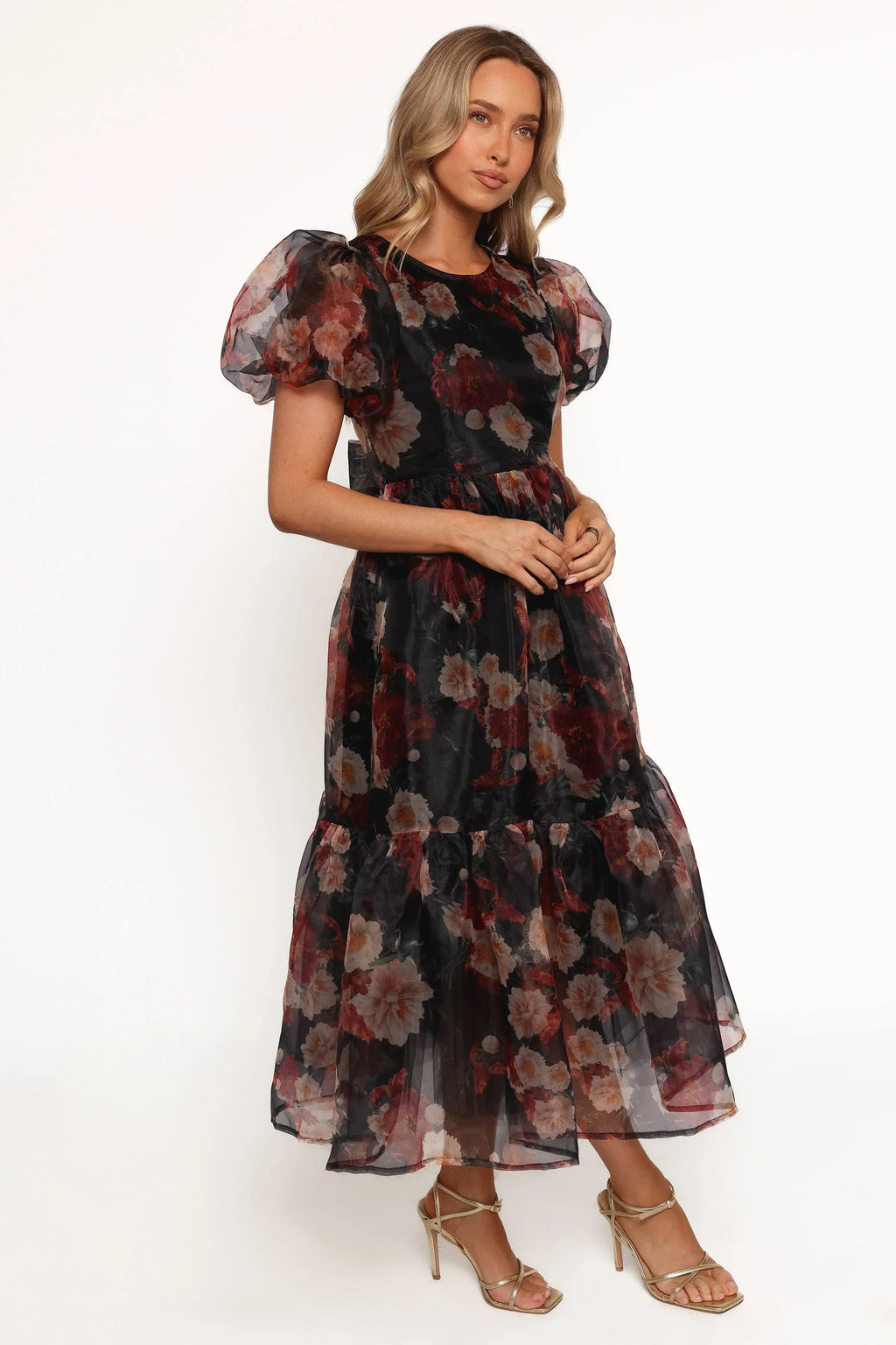 Robe midi Elspeth – Imprimé floral noir