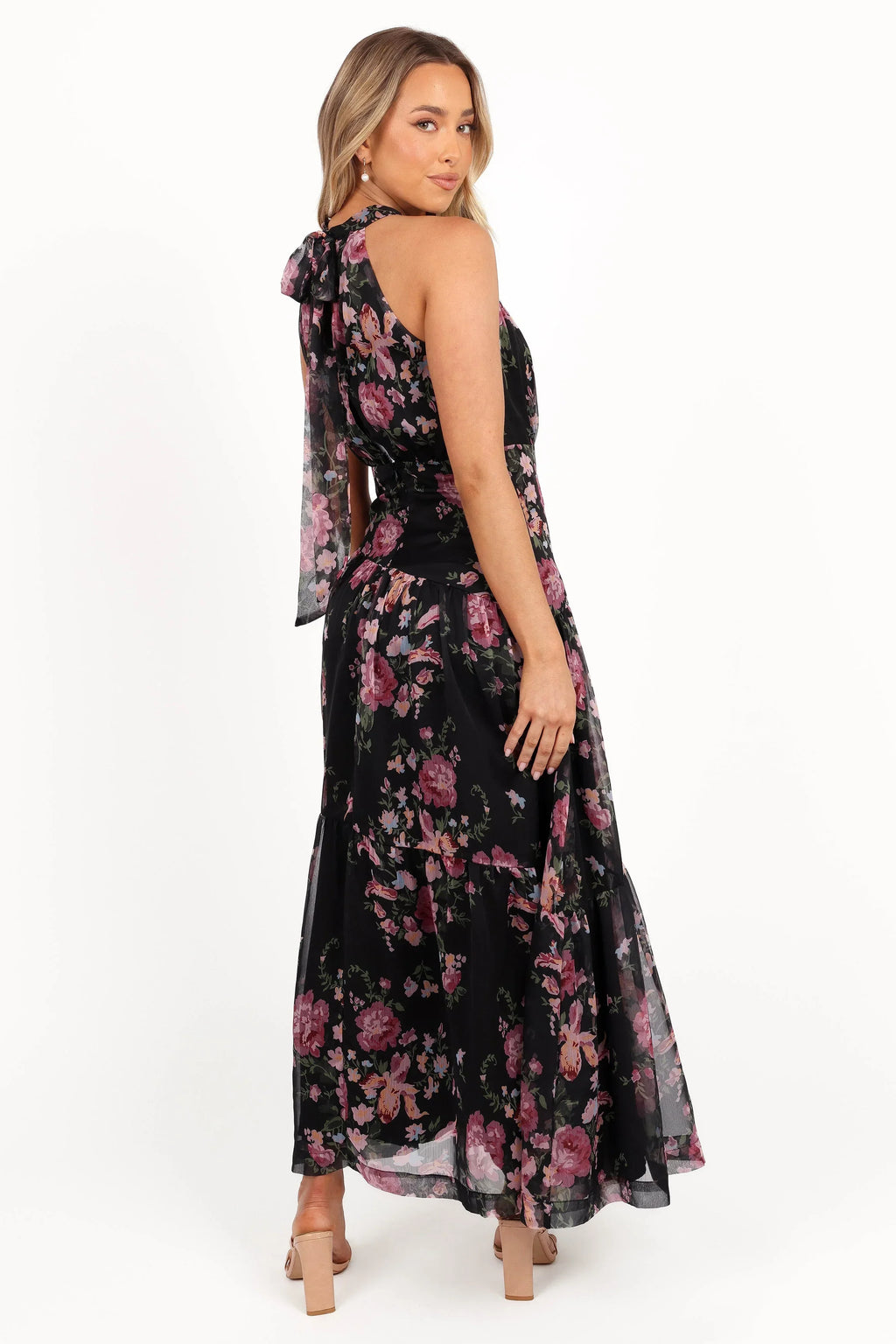 Robe longue Eden - Imprimé floral noir
