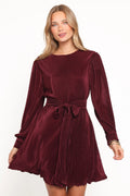 Robe plissée courte Joy - Bourgogne