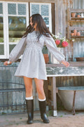Jessen Long Sleeve Mini Dress - Navy Gingham