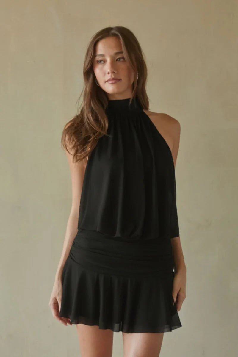 Mini-robe en maille à col montant Journi