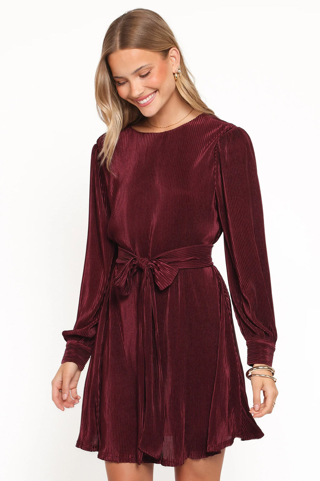 Robe plissée courte Joy - Bourgogne