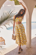 Myria Print Linen A-Line Midi Skirt