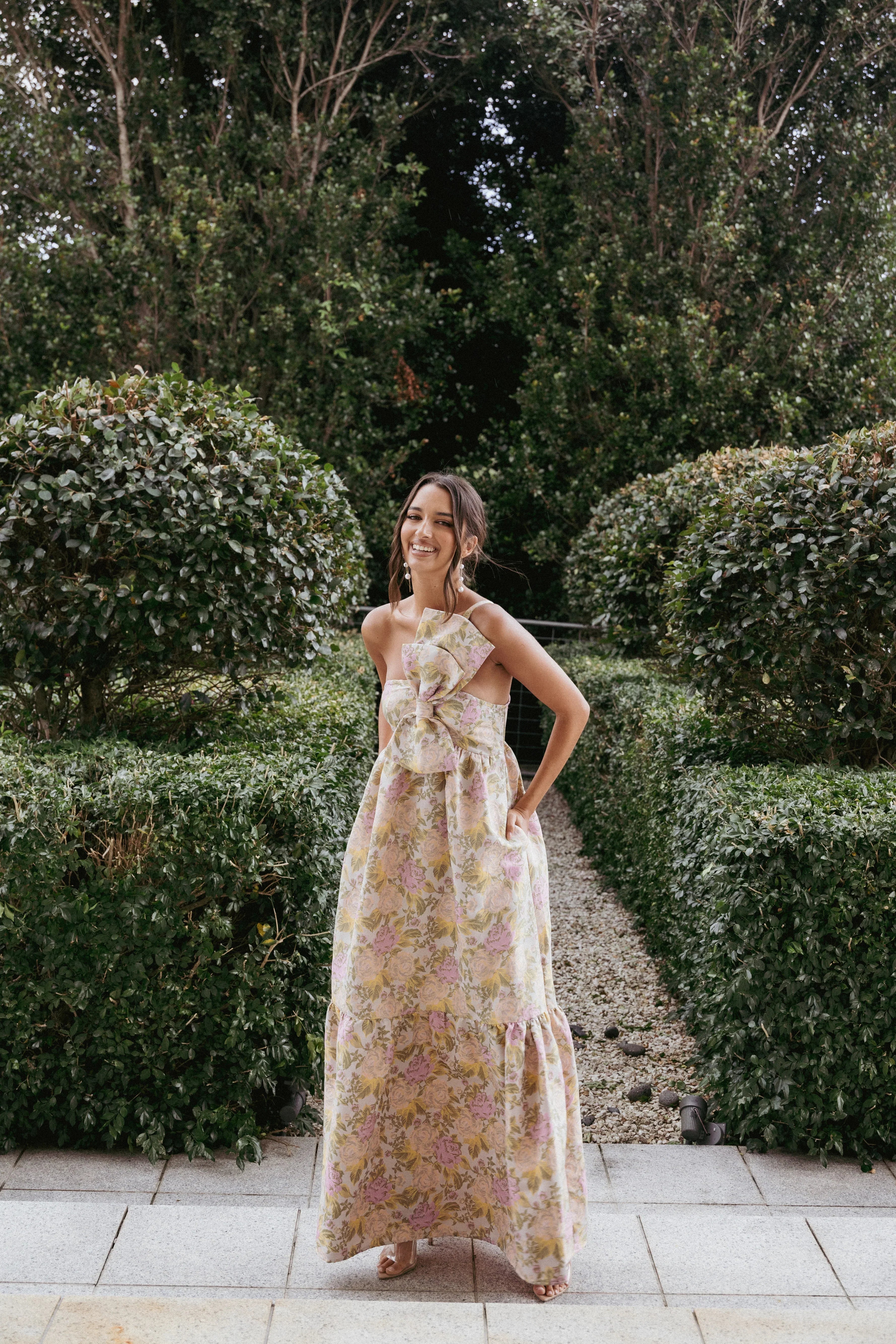 Betina Bow Front Maxi Dress - Multi Floral