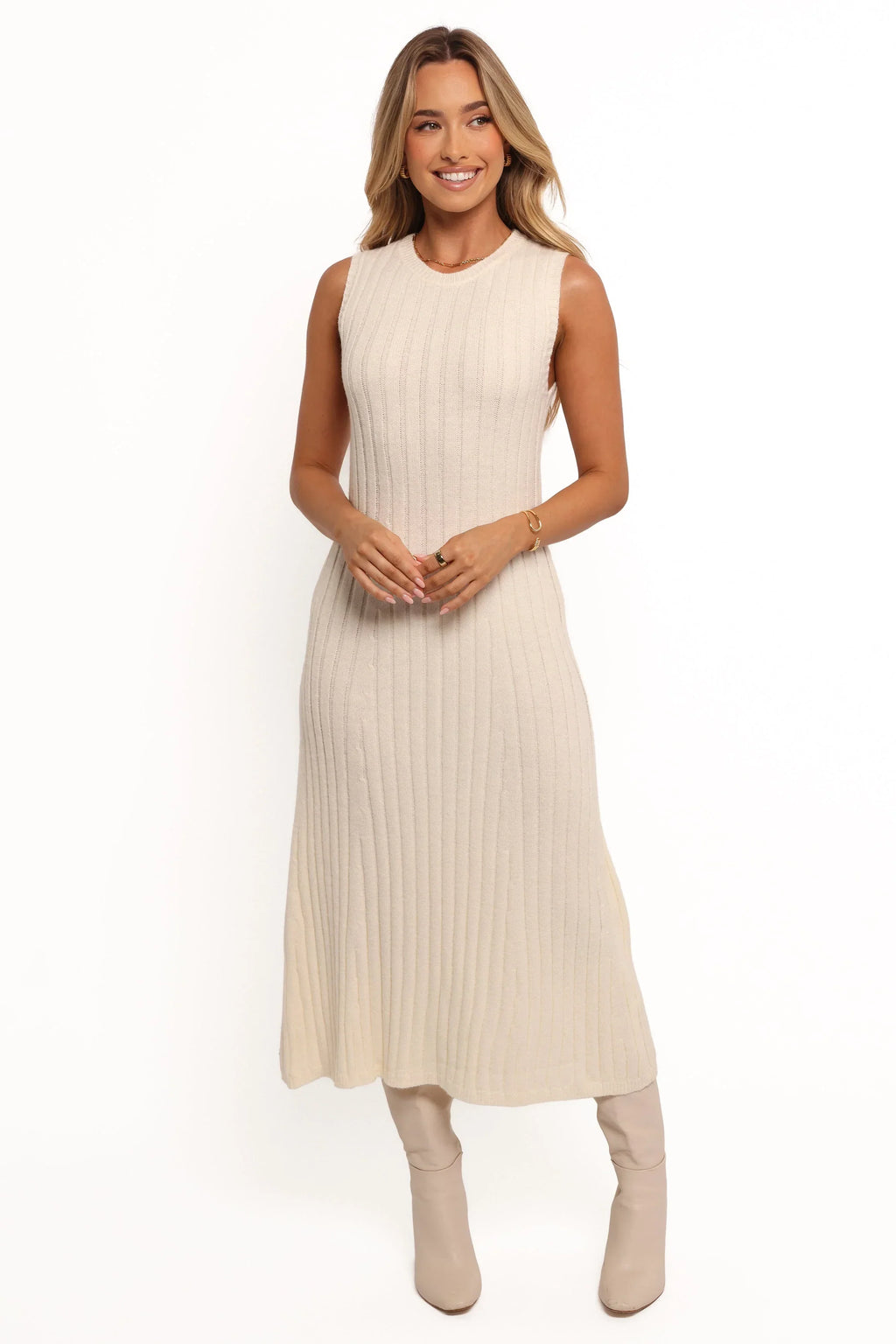 Robe midi en maille Kellie - Blanc