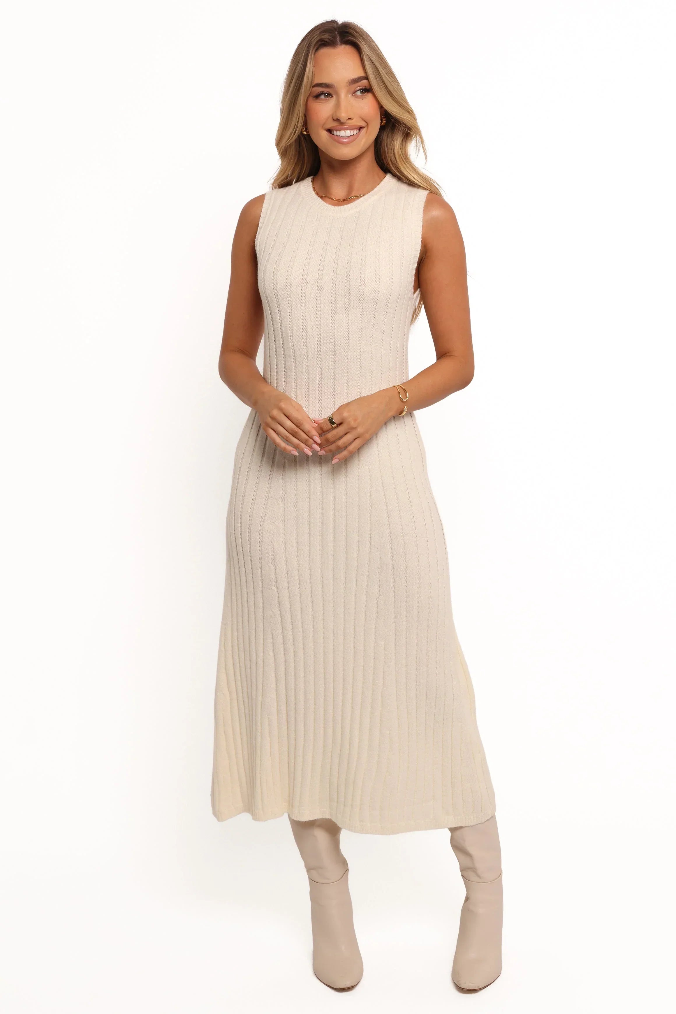 Robe midi en maille Kellie - Blanc