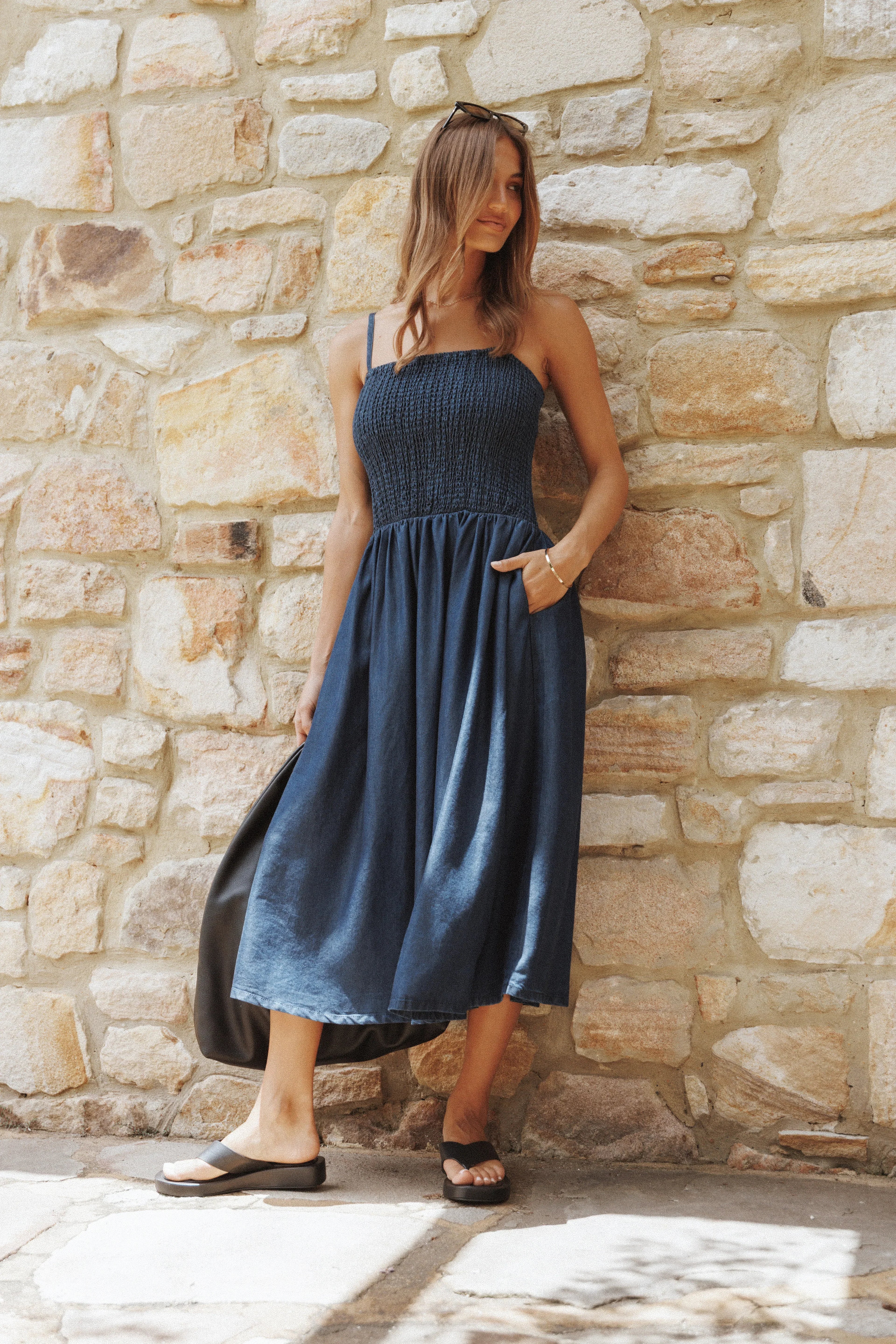 Robe mi-longue Arnika - Bleue