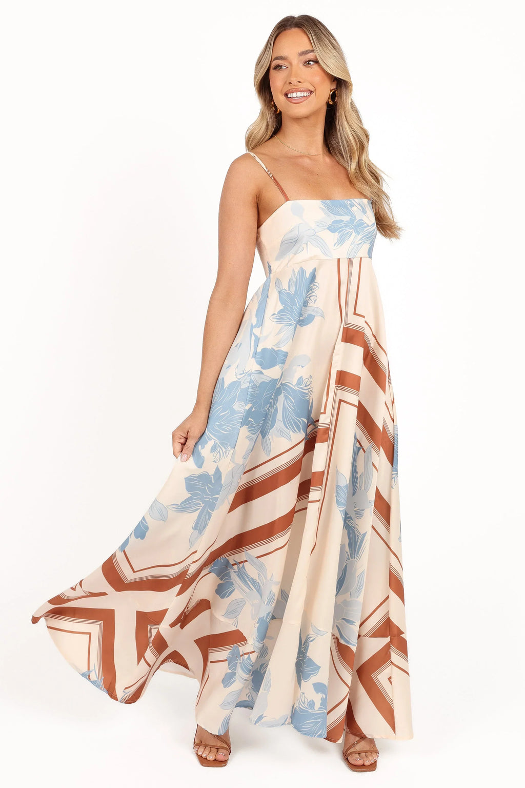 Robe longue Elanor - Imprimé bleu pâle
