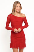 Robe courte à manches longues Austin - Rouge