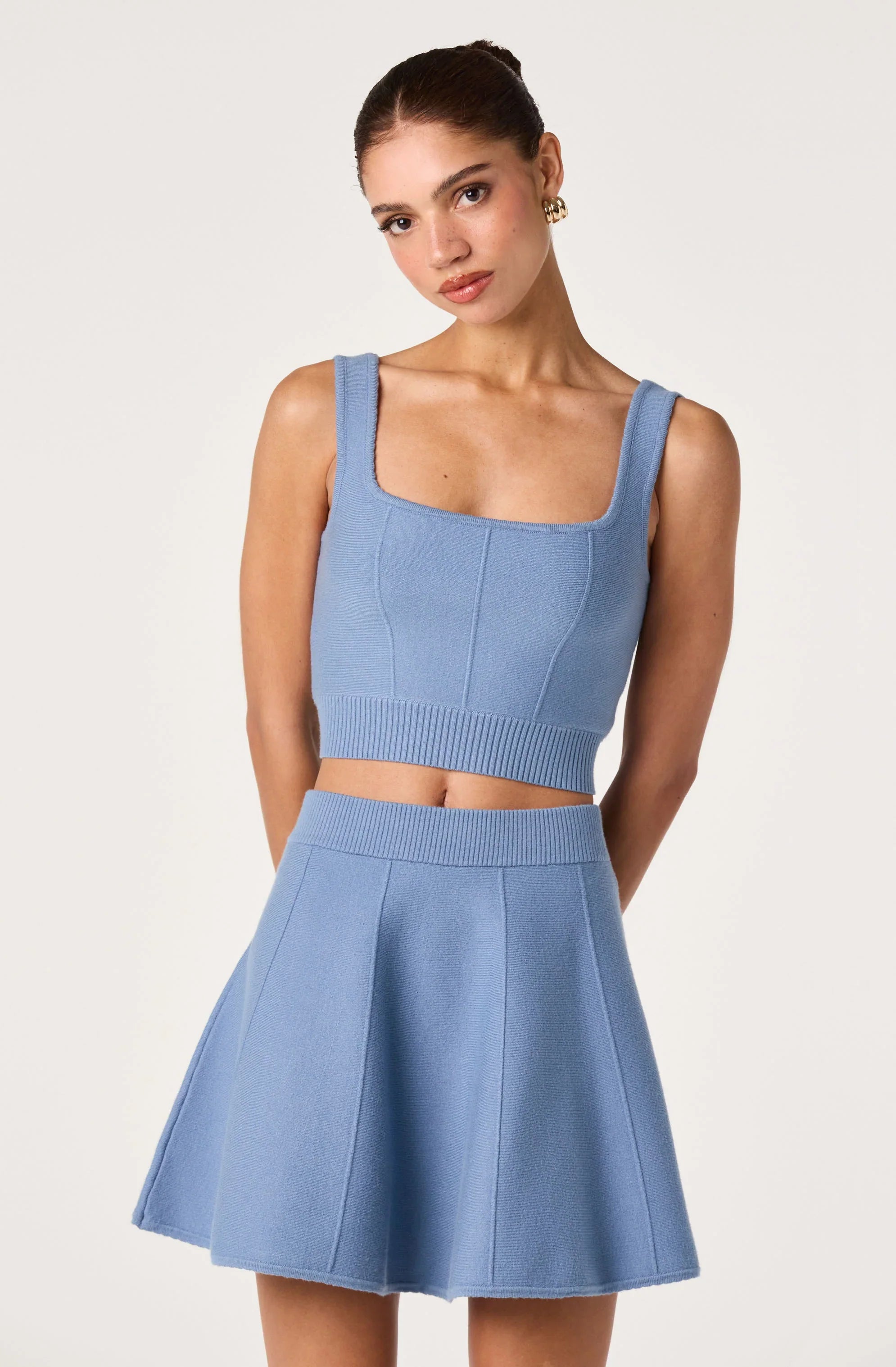 Shaylla Knit High-Rise Skater Skirt